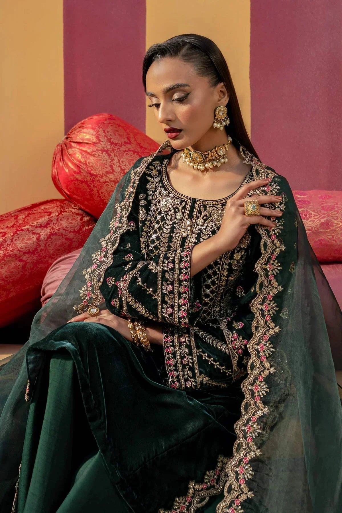 3 Pc Unstitched Dyed Velvet Suit | MB - USW24 - 606 - NEW NAMAL PRET