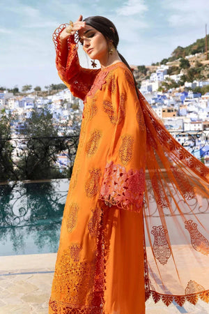 3 Piece stitched Embroidered Paper Cotton Suit | D - 2505 - B - NEW NAMAL PRET