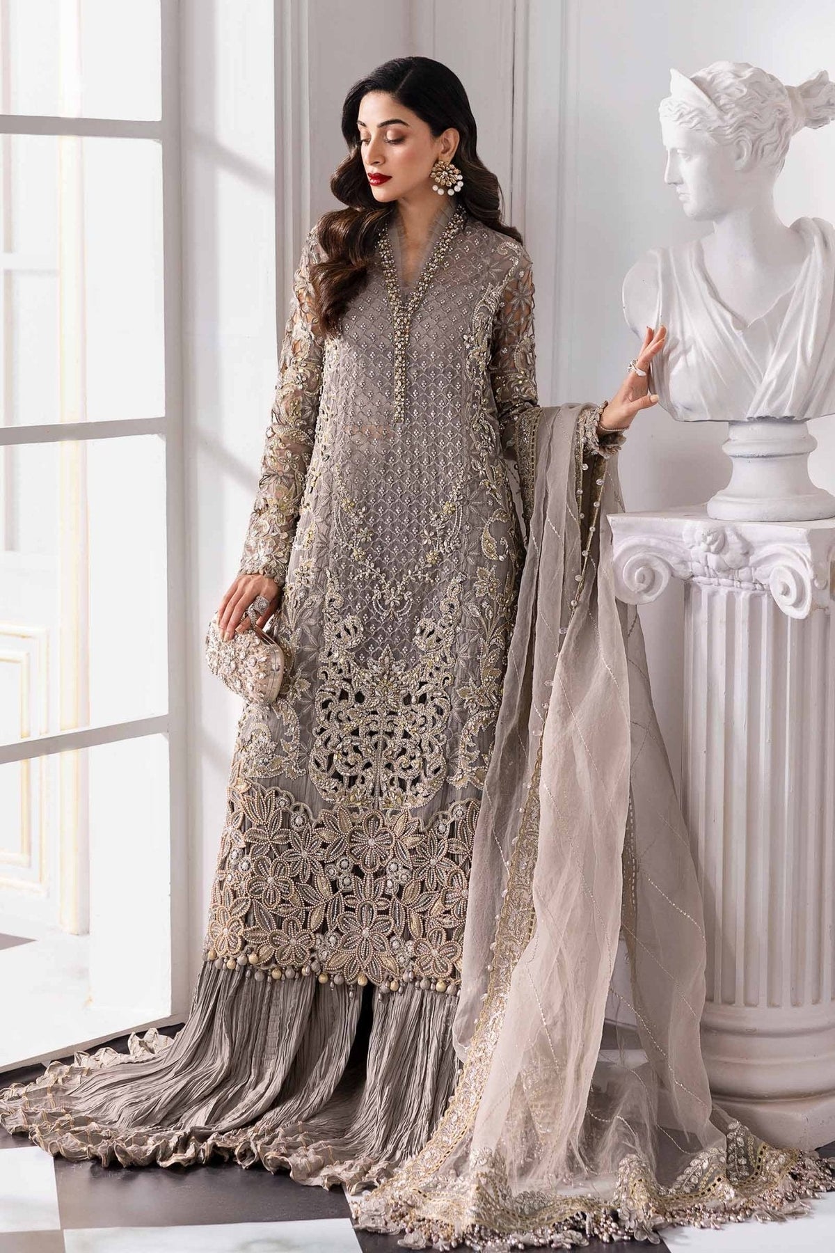 3 Piece Unstitched Embroidered Organza Suit | BD - 3006 - NEW NAMAL PRET