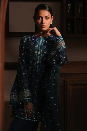 AZURE ELEGANCE - 3PC SILK EMBROIDERED SUIT - NEW NAMAL PRET