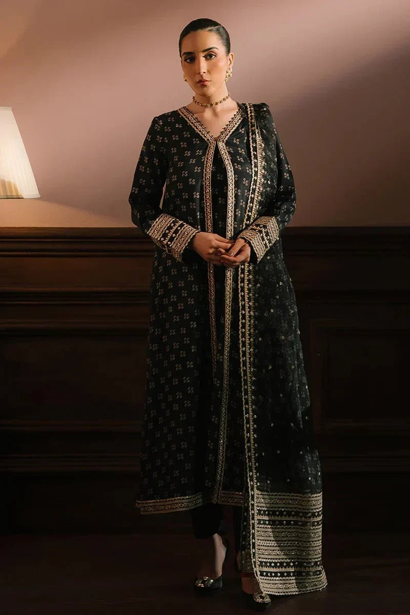 CHARCOAL REVERIE - 3PC SILK EMBROIDERED SUIT - NEW NAMAL PRET