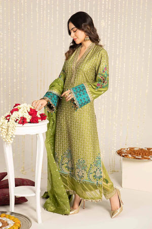 Embroidered Cotton Satin Suit | CST - 803 - NEW NAMAL PRET
