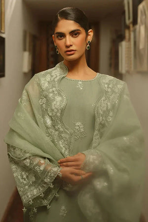 GREEN LILY - 4 PIECE EMBROIDERED ORGANZA SUIT - NEW NAMAL PRET