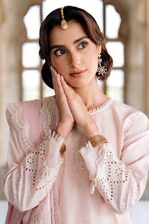 PEACH BLUSH - 3PC EMBROIDERED LAWN SUIT - NEW NAMAL PRET