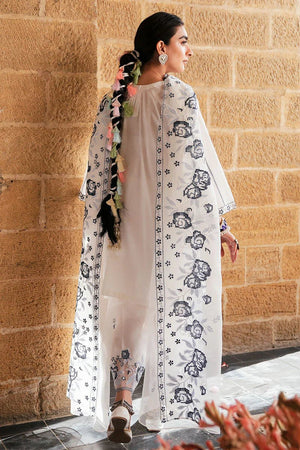 WHITE SMOKE - 3 PC EMBROIDERED LAWN SUIT - NEW NAMAL PRET