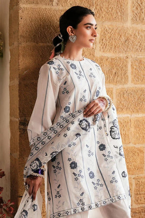 WHITE SMOKE - 3 PC EMBROIDERED LAWN SUIT - NEW NAMAL PRET