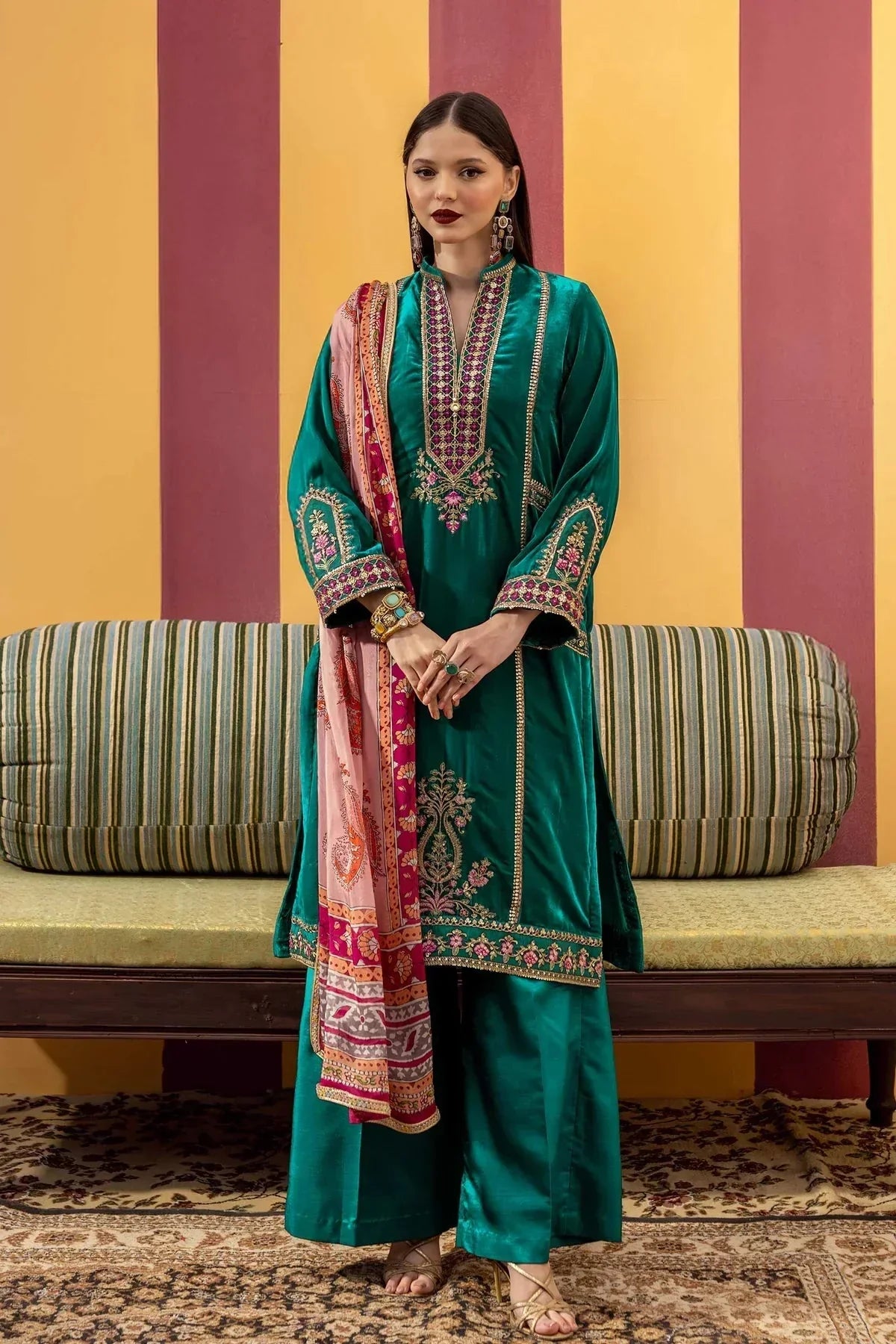 3 Pc Dyed Velvet Suit | MB - USW24 - 604 - NEW NAMAL PRET