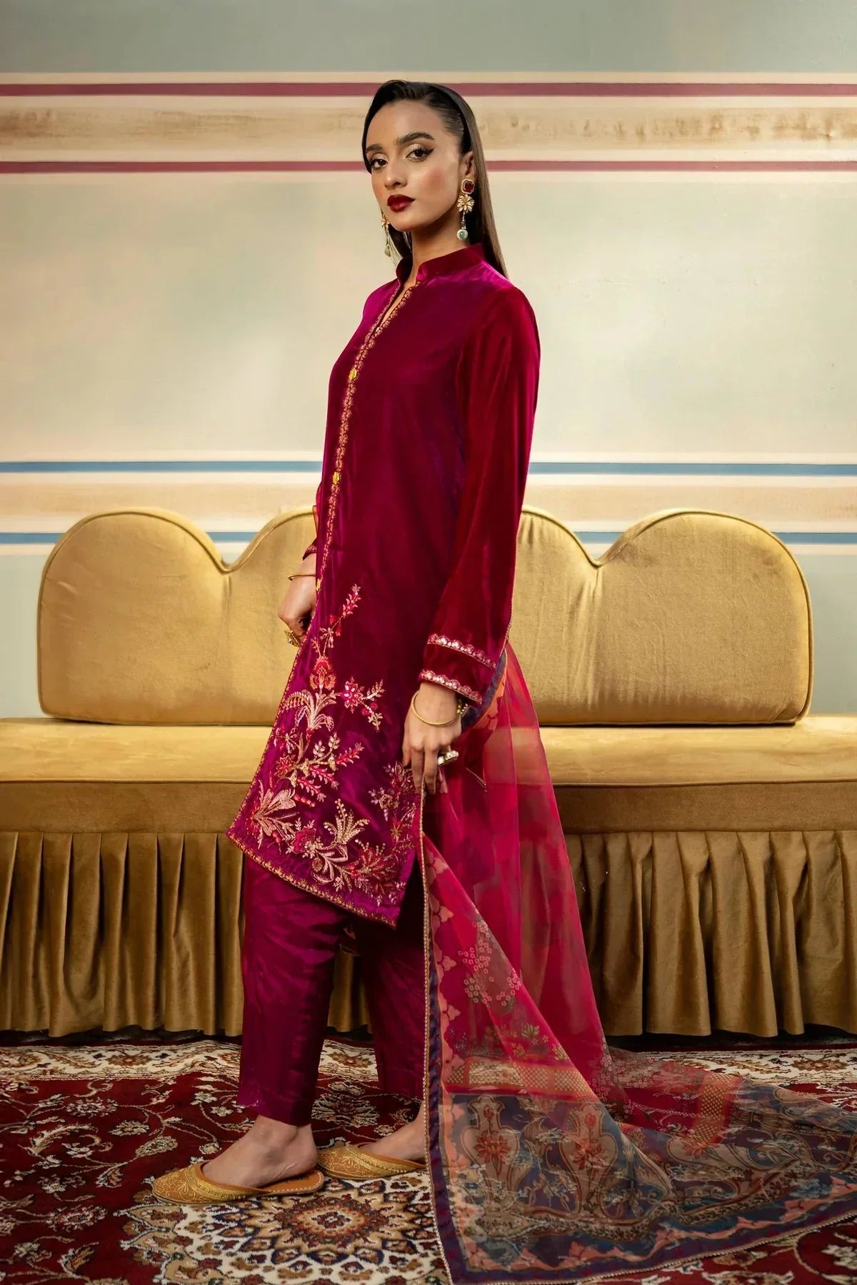 3 Pc Dyed Velvet Suit | MB - USW24 - 605 - NEW NAMAL PRET