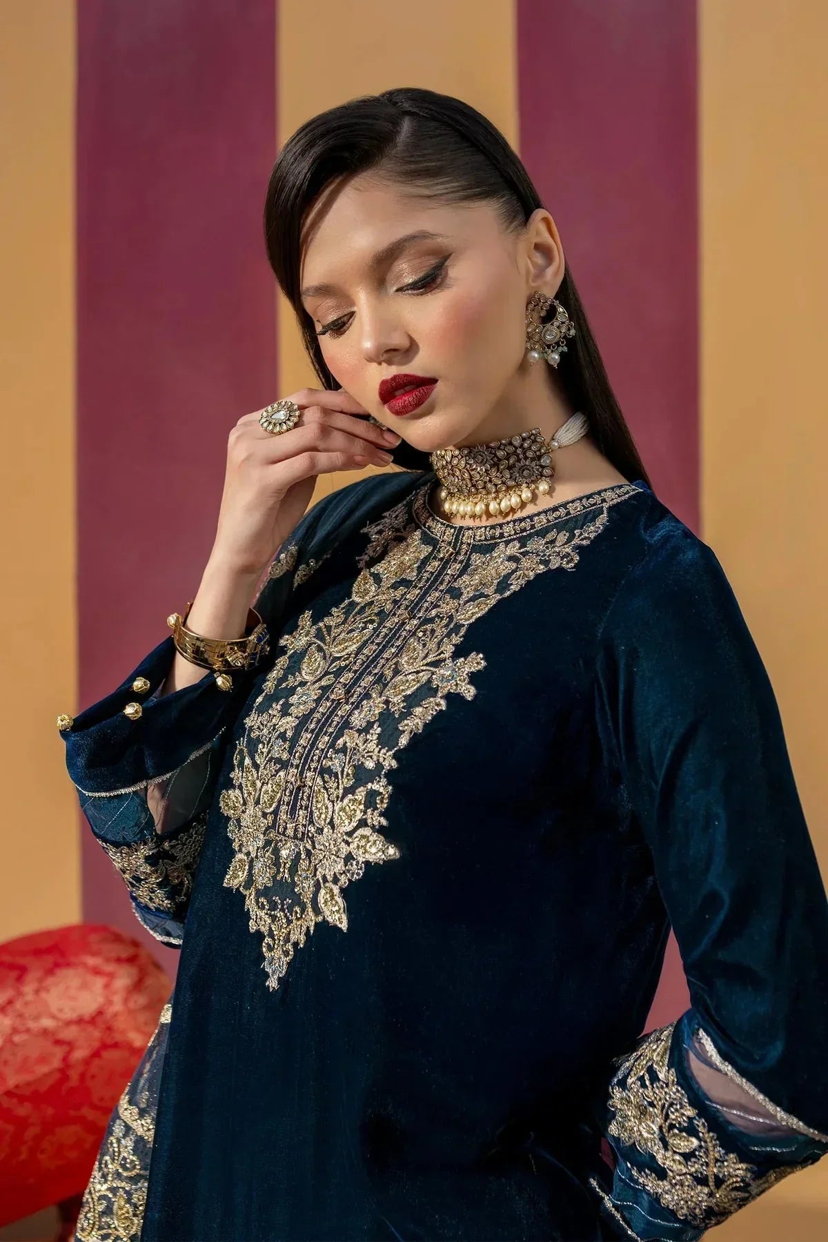 3 Pc Dyed Velvet Suit | MB - USW24 - 607 - NEW NAMAL PRET