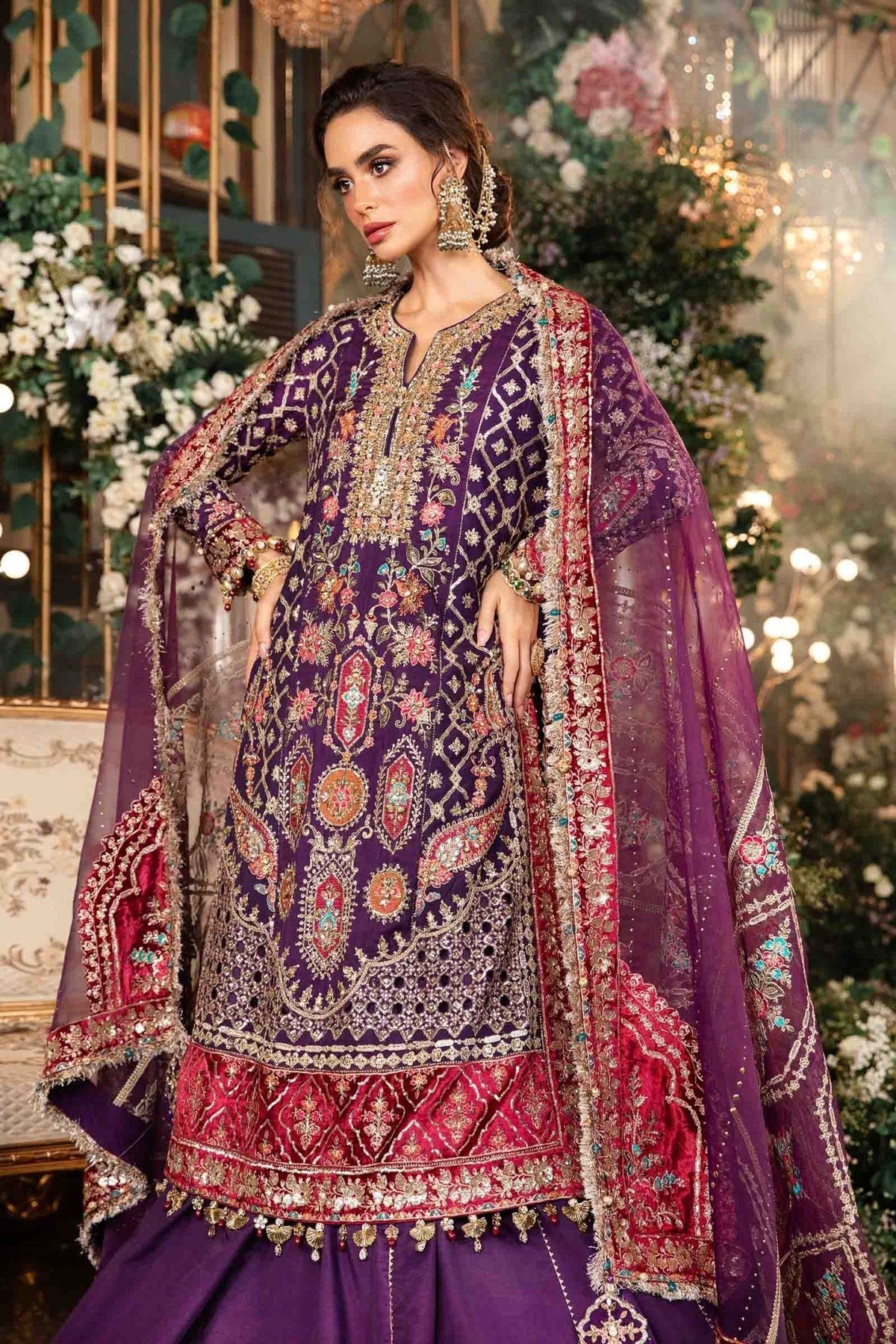 3 Piece Embroidered Raw Silk Suit | BD - 2903 - NEW NAMAL PRET