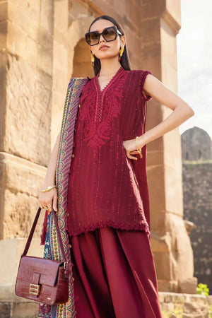 3 Piece Printed Linen Suit | MPT - 2407 - B - NEW NAMAL PRET