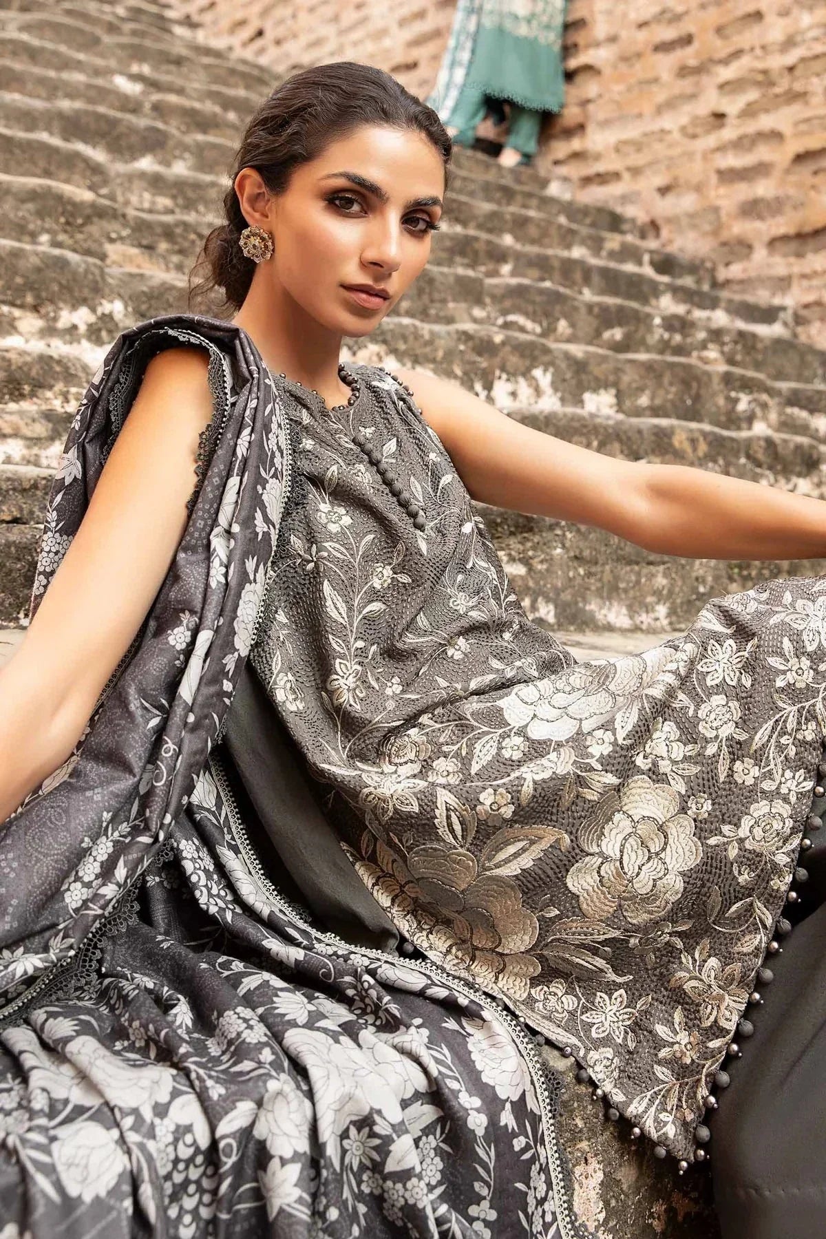 3 Piece Printed Linen Suit | MPT - 2408 - B - NEW NAMAL PRET