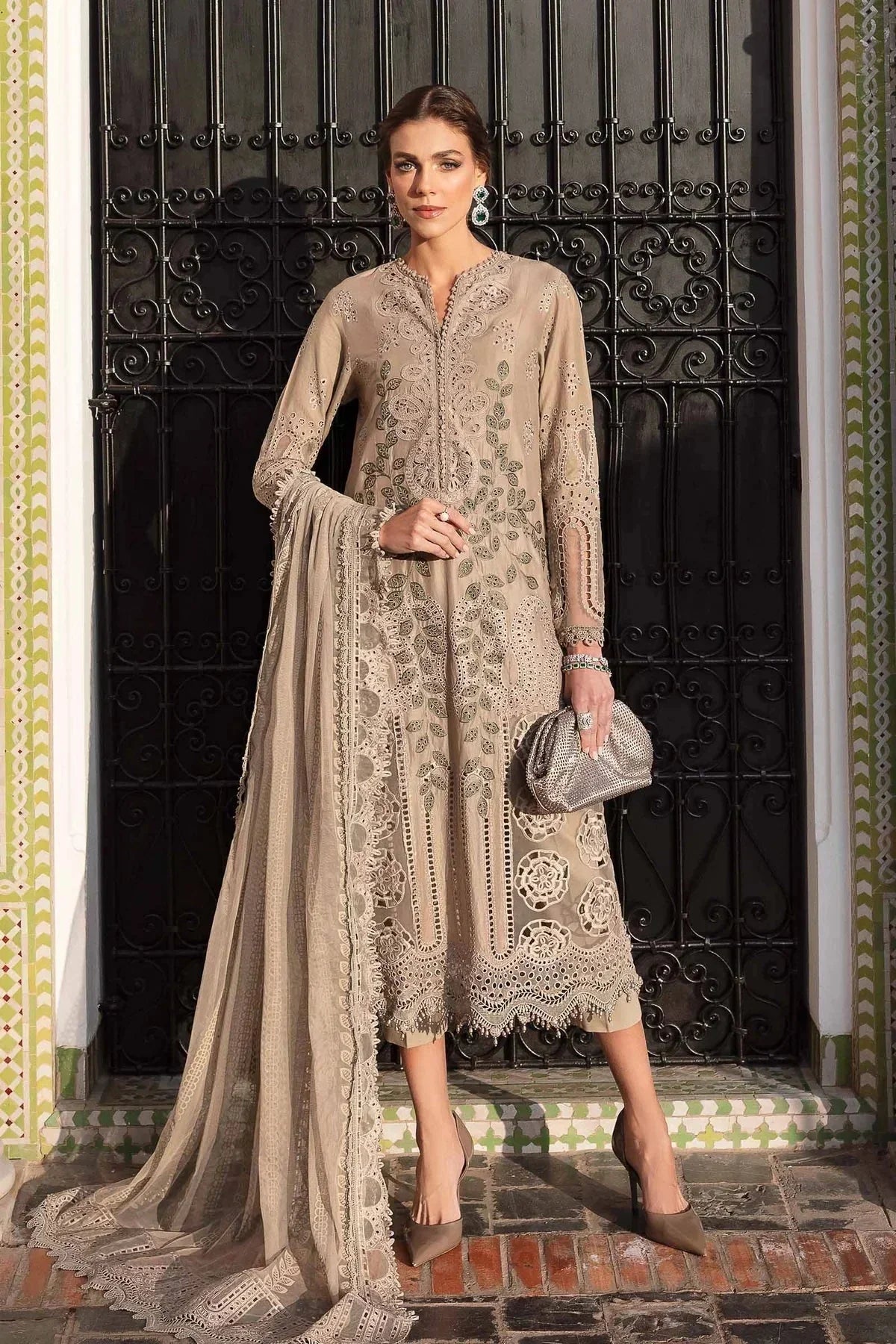 3 Piece stitched Embroidered Lawn Suit | D - 2503 - A - NEW NAMAL PRET