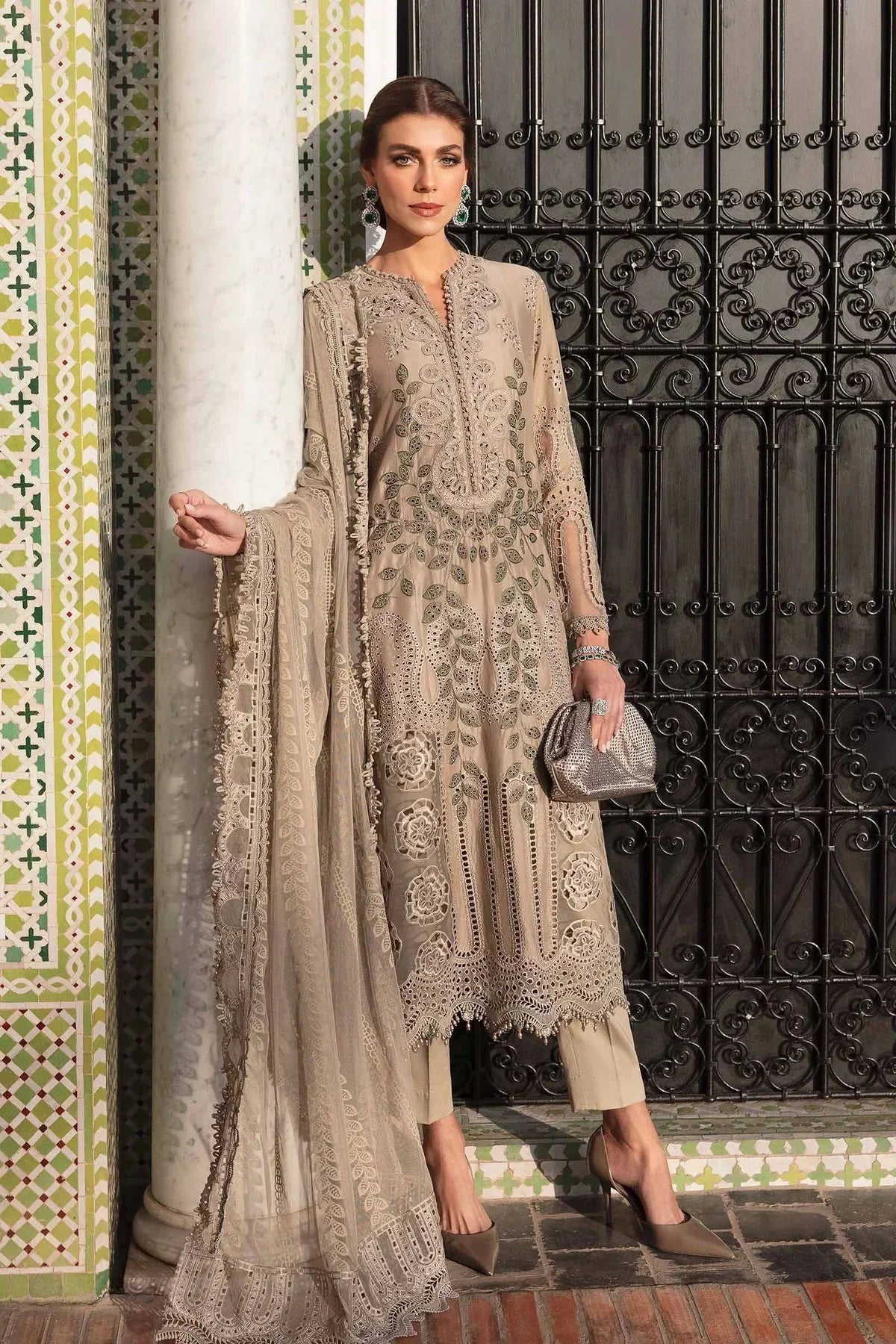 3 Piece stitched Embroidered Lawn Suit | D - 2503 - A - NEW NAMAL PRET