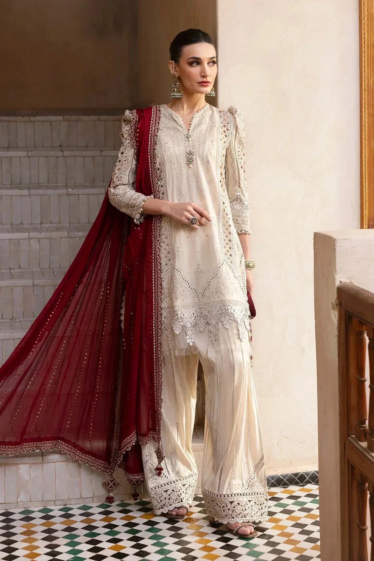 3 Piece stitched Embroidered Lawn Suit | D - 2511 - B - NEW NAMAL PRET