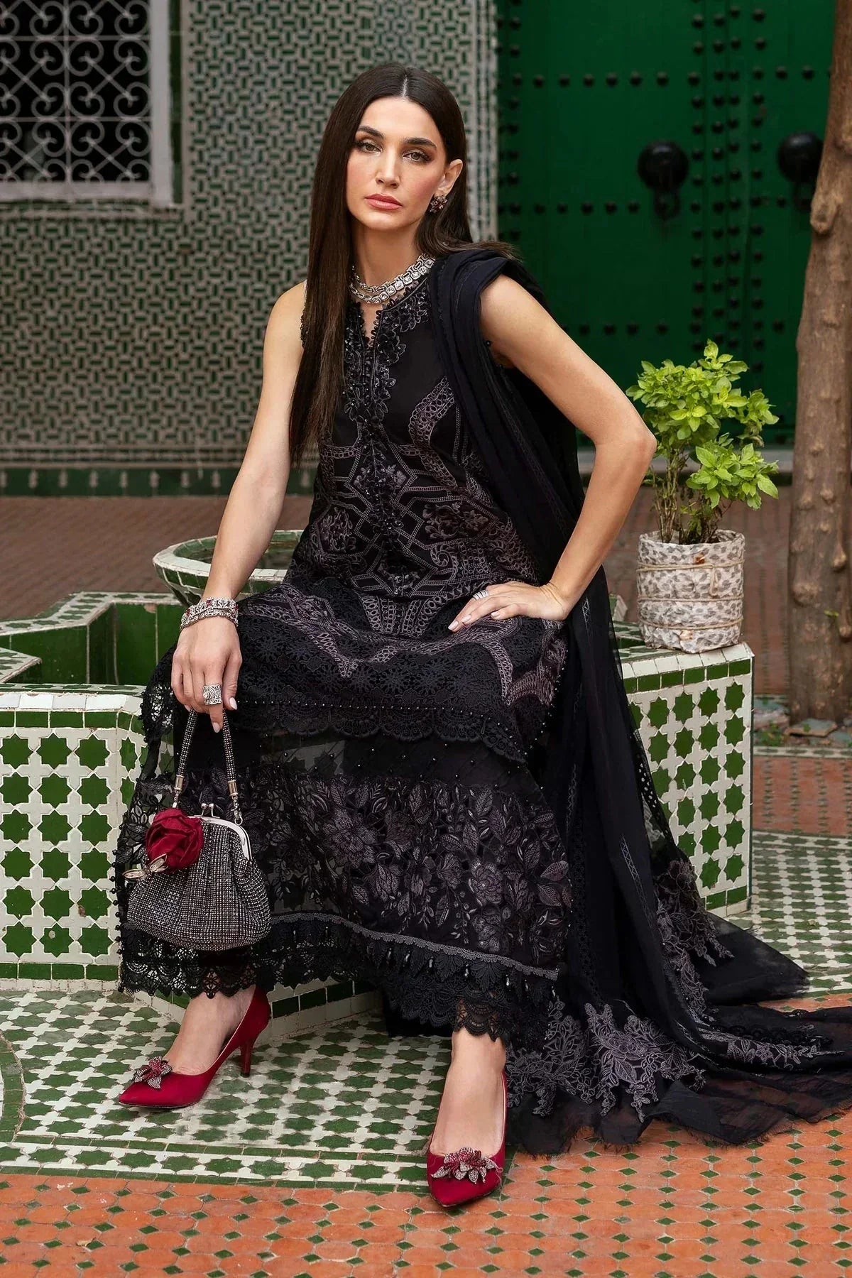 3 Piece stitched Embroidered Lawn Suit | D - 2512 - B - NEW NAMAL PRET
