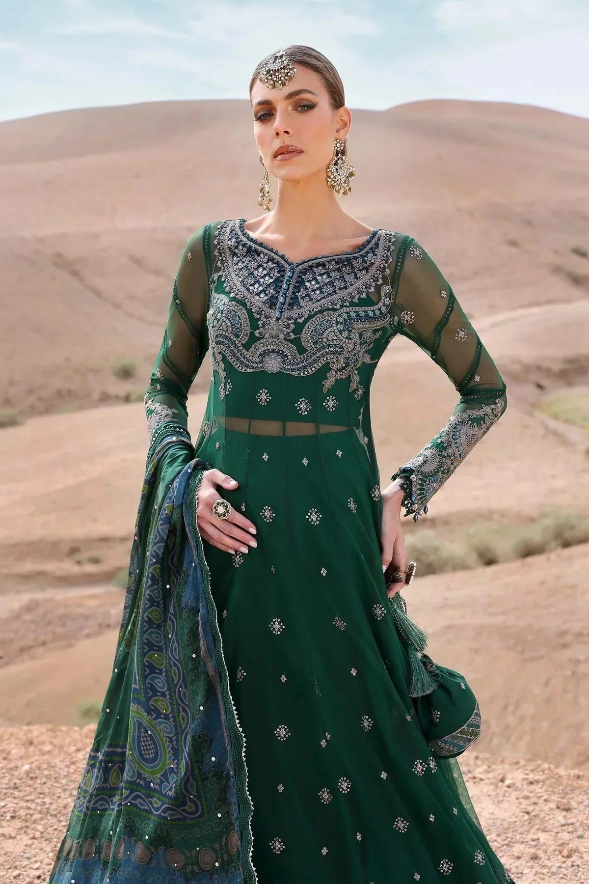 3 Piece stitched Embroidered Net Suit | D - 2507 - A - NEW NAMAL PRET