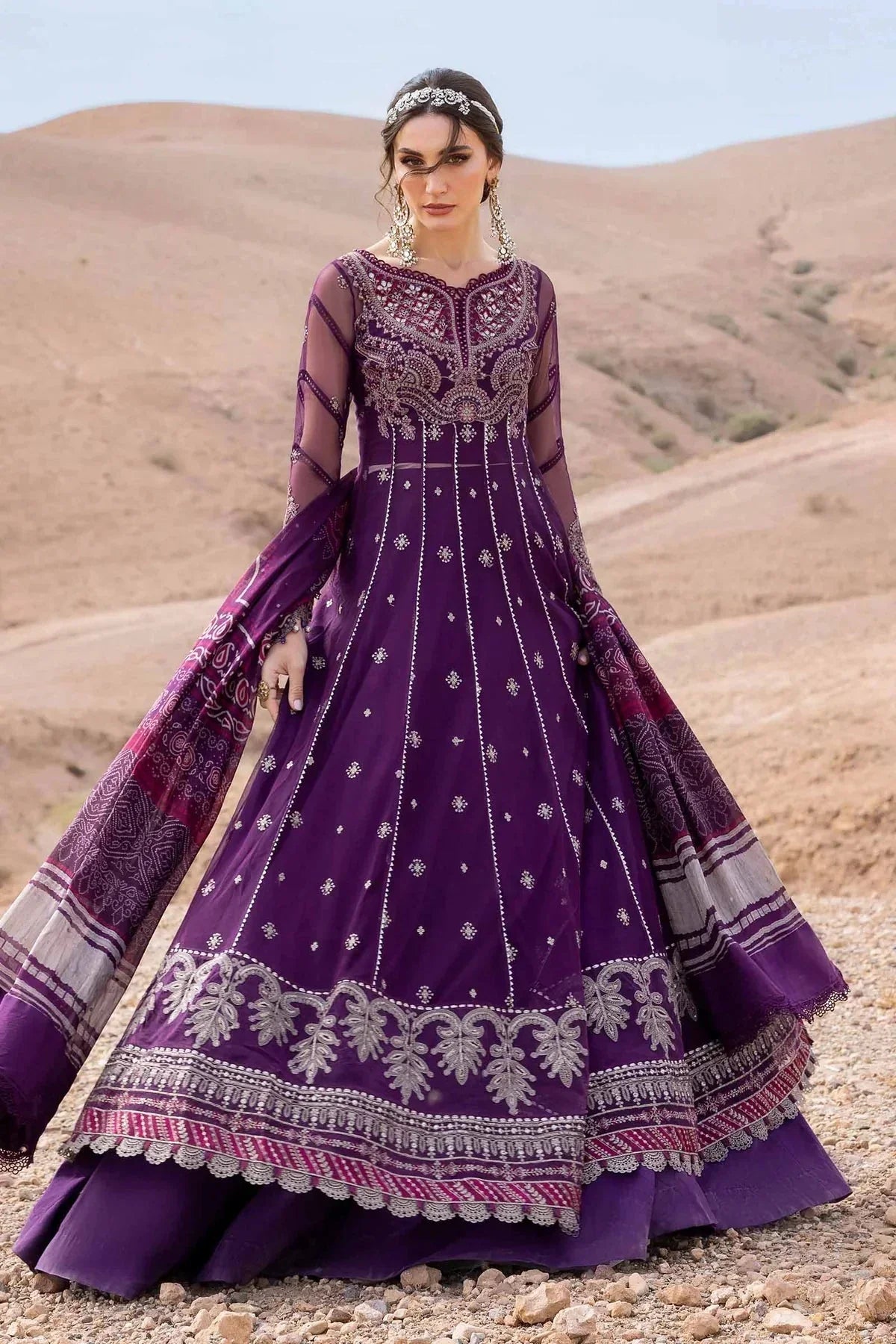 3 Piece stitched Embroidered Net Suit | D - 2507 - B - NEW NAMAL PRET