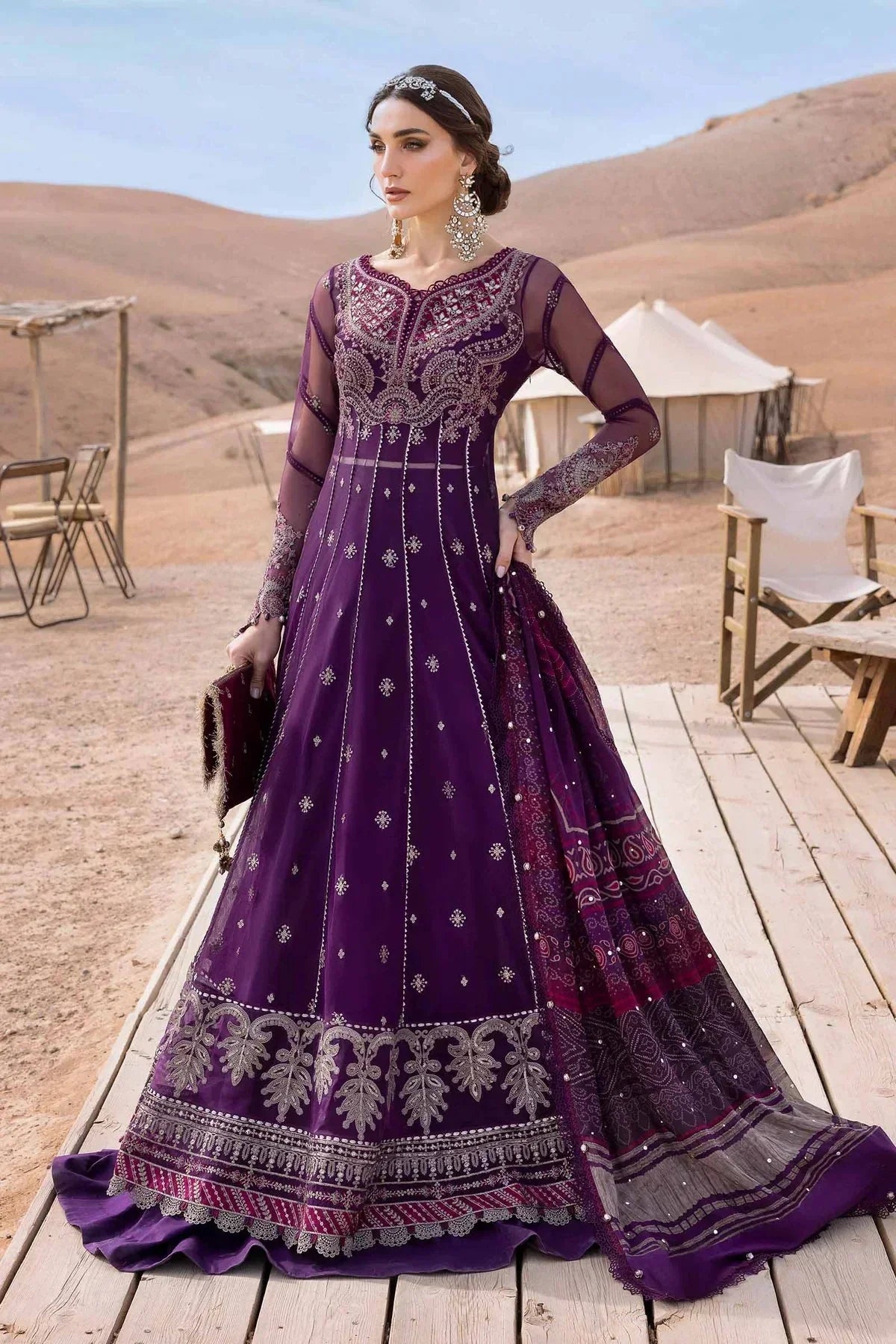 3 Piece stitched Embroidered Net Suit | D - 2507 - B - NEW NAMAL PRET