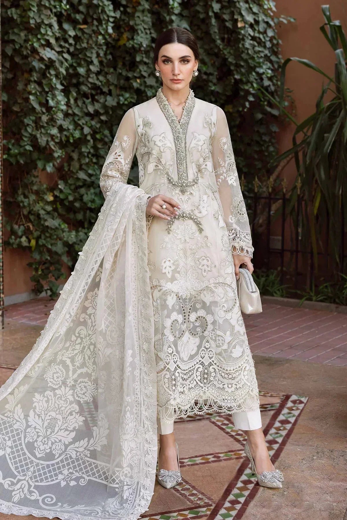 3 Piece stitched Embroidered Organza Suit | D - 2506 - A - NEW NAMAL PRET