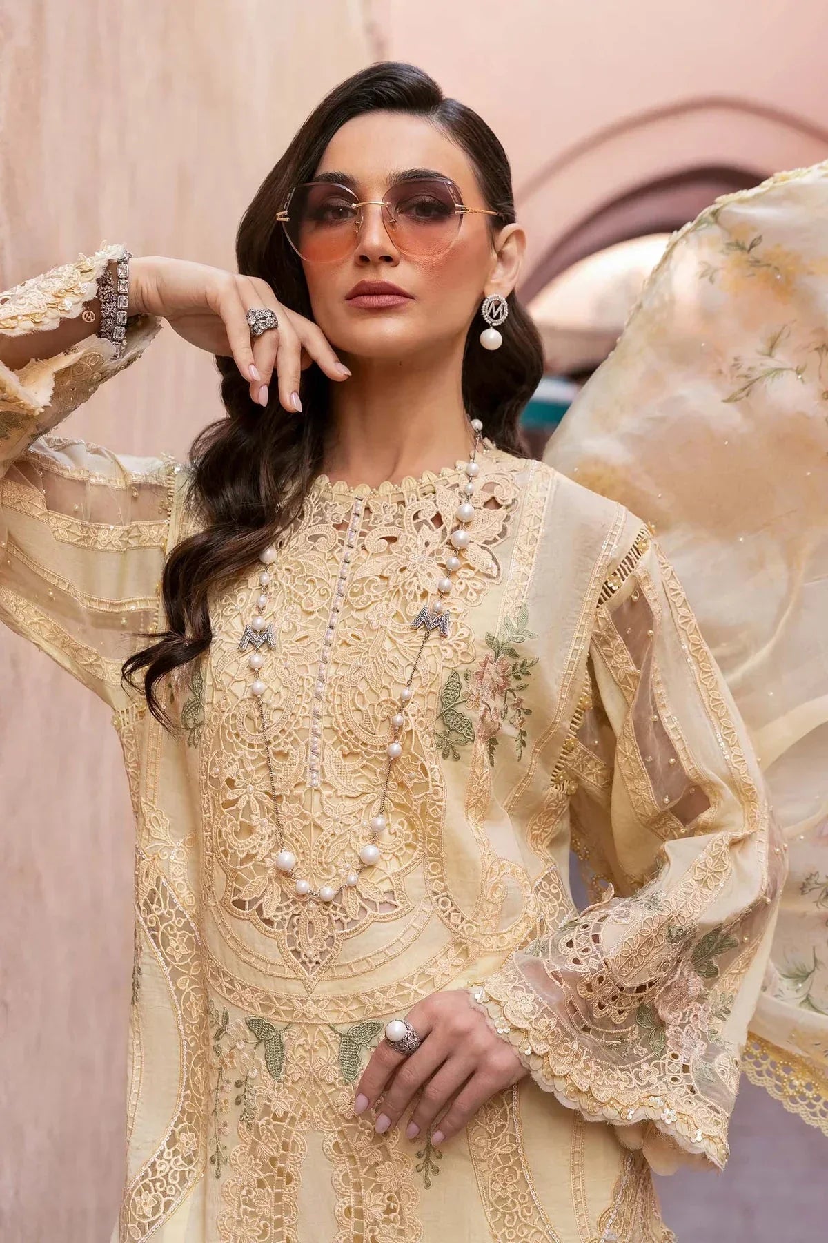 3 Piece stitched Embroidered Organza Suit | D - 2509 - A - NEW NAMAL PRET