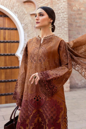 3 Piece stitched Embroidered Paper Cotton Suit | D - 2501 - B - NEW NAMAL PRET