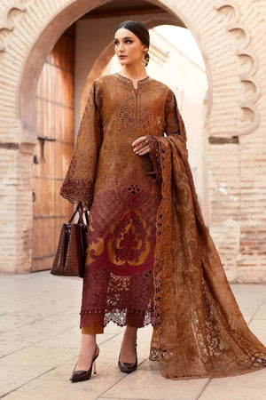 3 Piece stitched Embroidered Paper Cotton Suit | D - 2501 - B - NEW NAMAL PRET