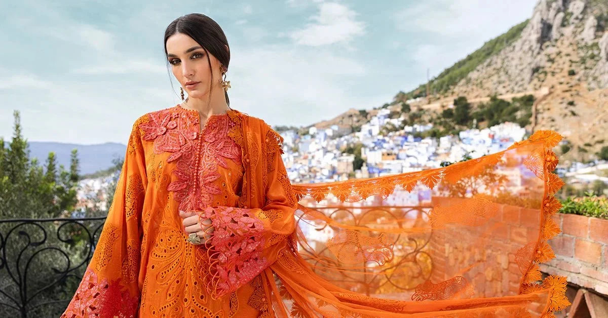 3 Piece stitched Embroidered Paper Cotton Suit | D - 2505 - B - NEW NAMAL PRET