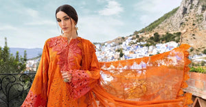 3 Piece stitched Embroidered Paper Cotton Suit | D - 2505 - B - NEW NAMAL PRET