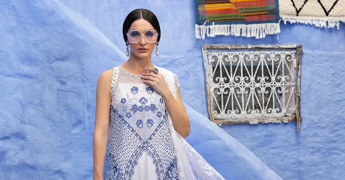 3 Piece stitched Embroidered Paper Cotton Suit | D - 2510 - A - NEW NAMAL PRET
