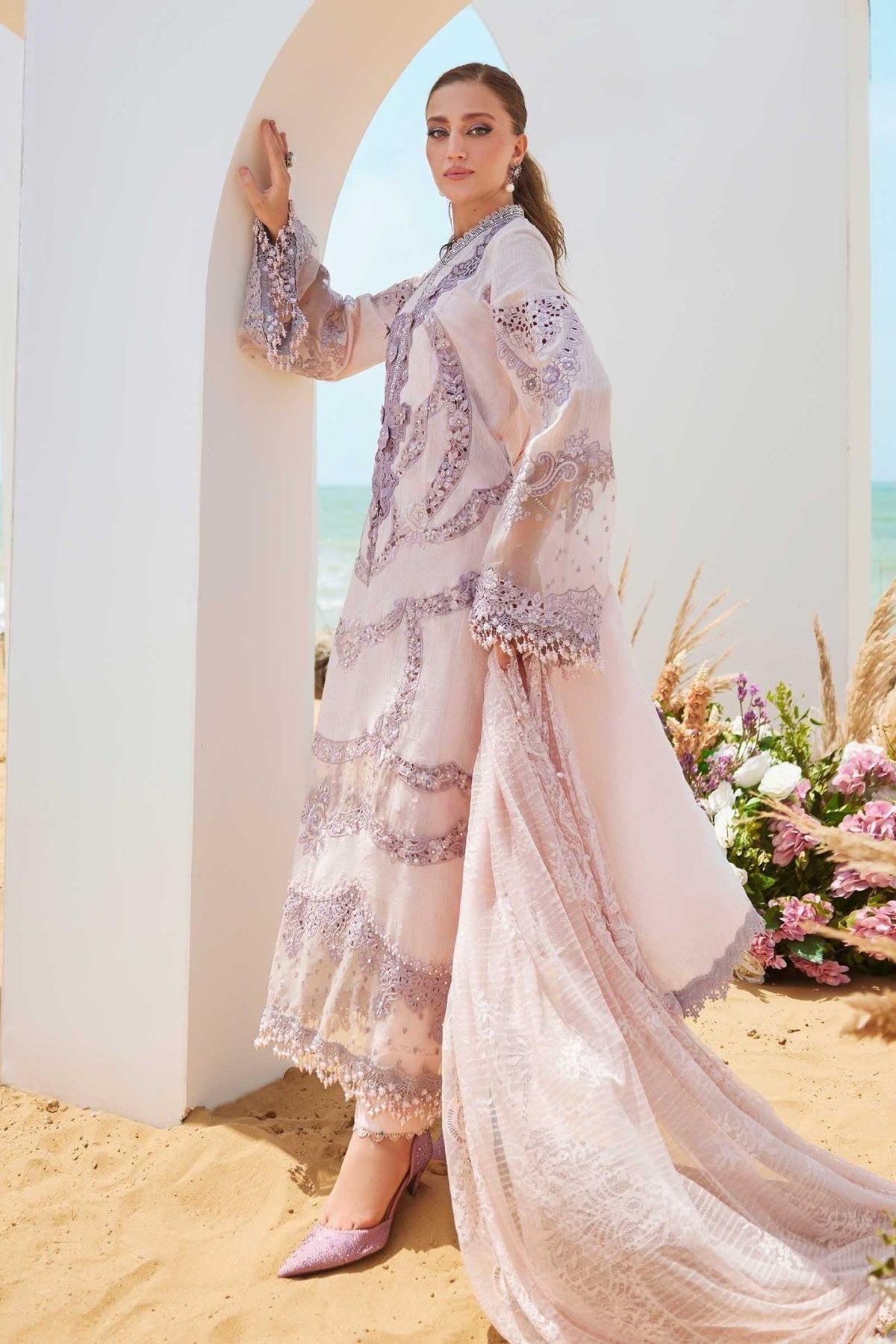 3 Piece Unstitched Embroidered Jacquard Lawn Suit | EID LAWN - 25 - 02 - NEW NAMAL PRET