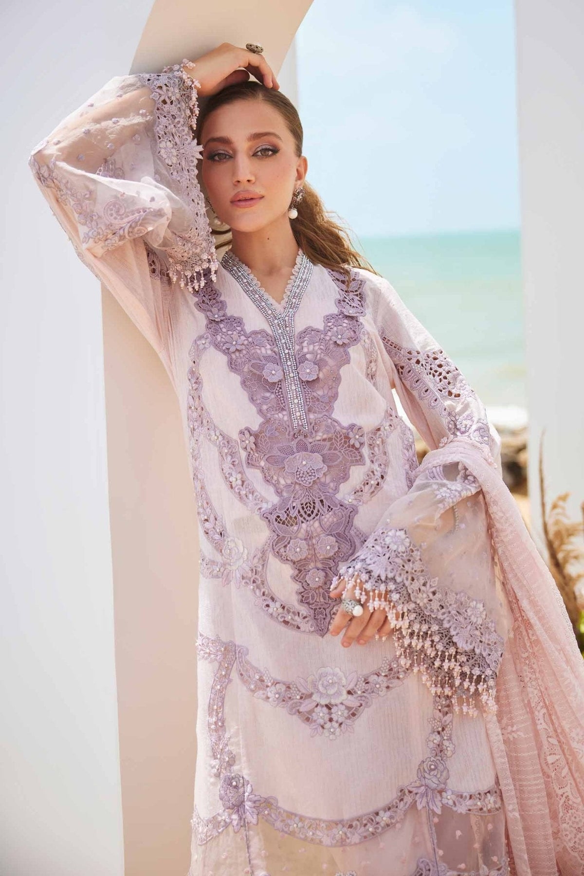 3 Piece Unstitched Embroidered Jacquard Lawn Suit | EID LAWN - 25 - 02 - NEW NAMAL PRET