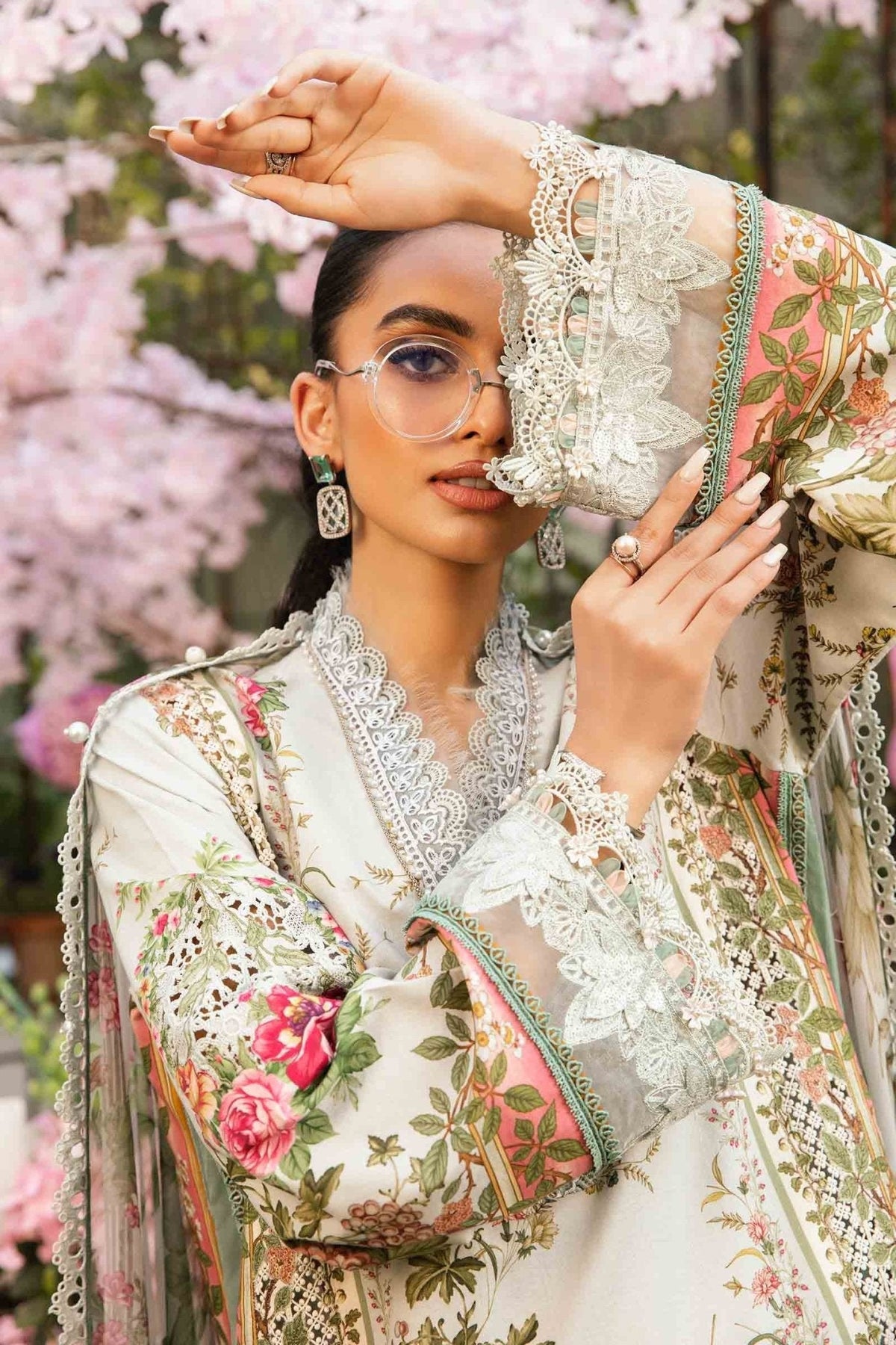 3 Piece Unstitched Embroidered Lawn Suit | MPT - 2605 - B - NEW NAMAL PRET