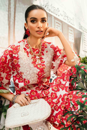 3 Piece Unstitched Embroidered Lawn Suit | MPT - 2606 - B - NEW NAMAL PRET