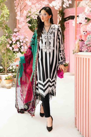 3 Piece Unstitched Embroidered Lawn Suit | MPT - 2609 - B - NEW NAMAL PRET