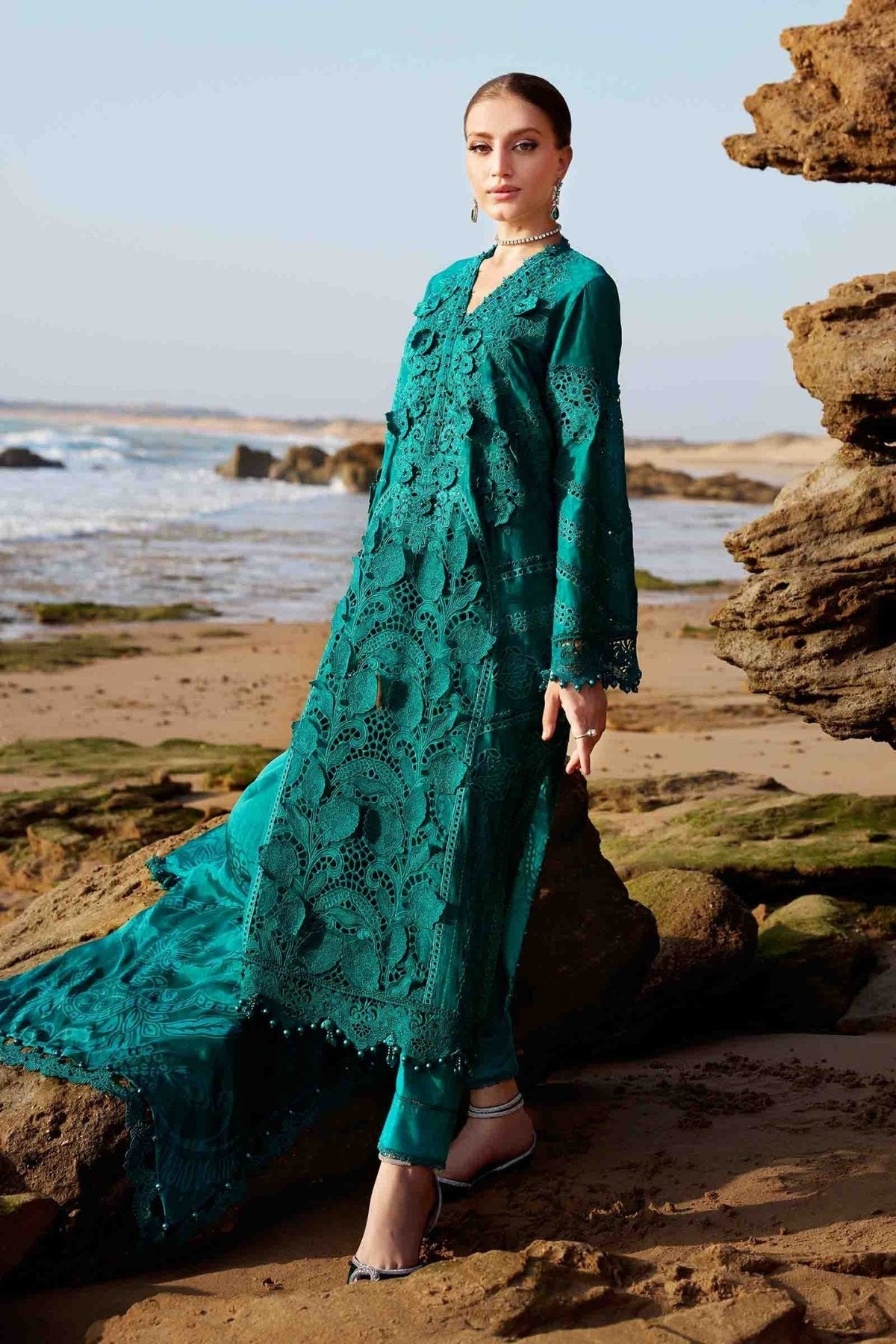 3 Piece Unstitched Embroidered Organza Lawn Suit | EID LAWN - 25 - 05 - NEW NAMAL PRET
