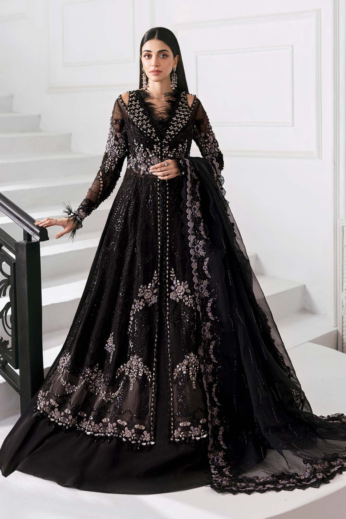 3 Piece Unstitched Embroidered Organza Suit | BD - 3004 - NEW NAMAL PRET