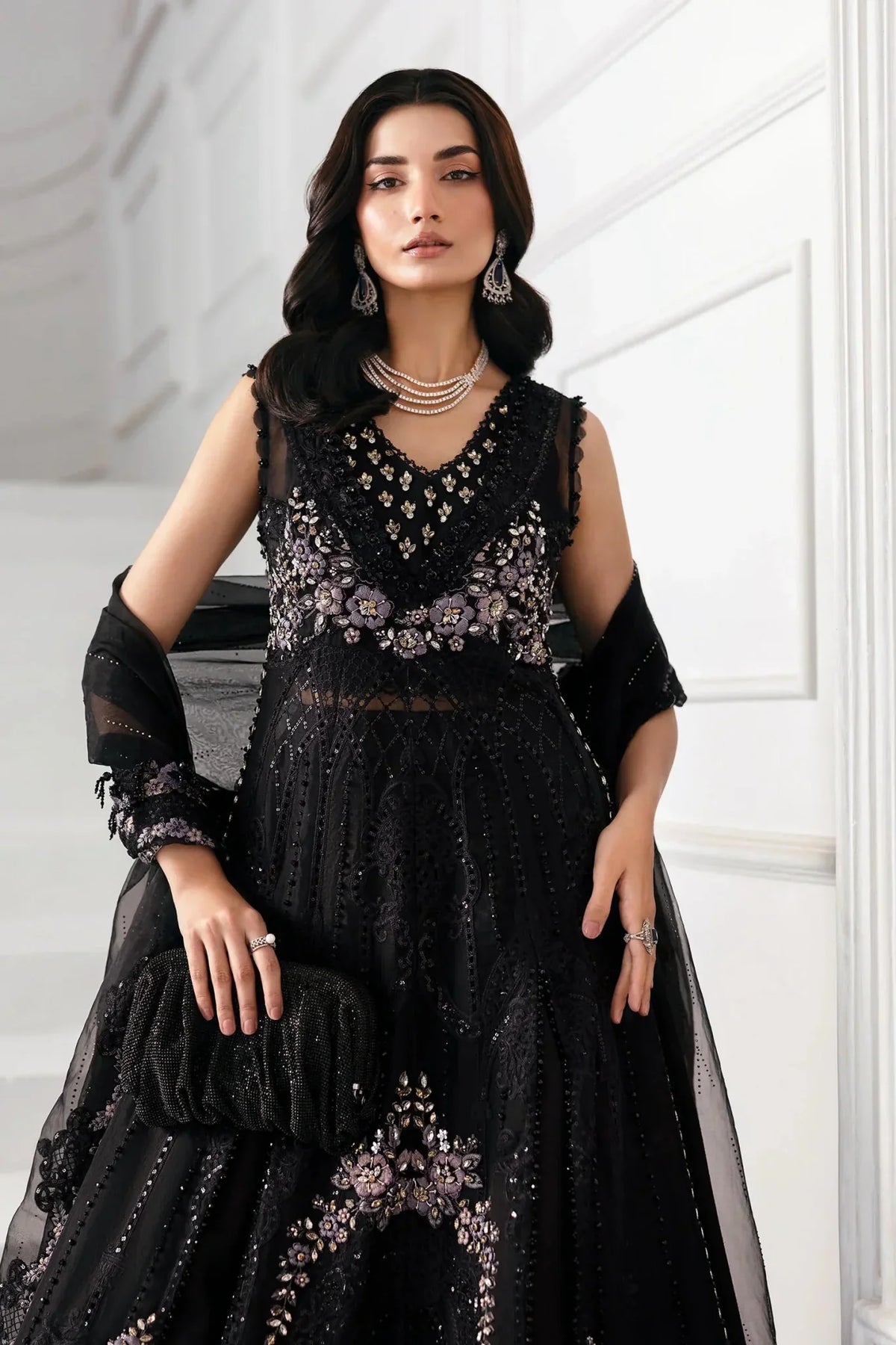 3 Piece Unstitched Embroidered Organza Suit | BD - 3004 - NEW NAMAL PRET