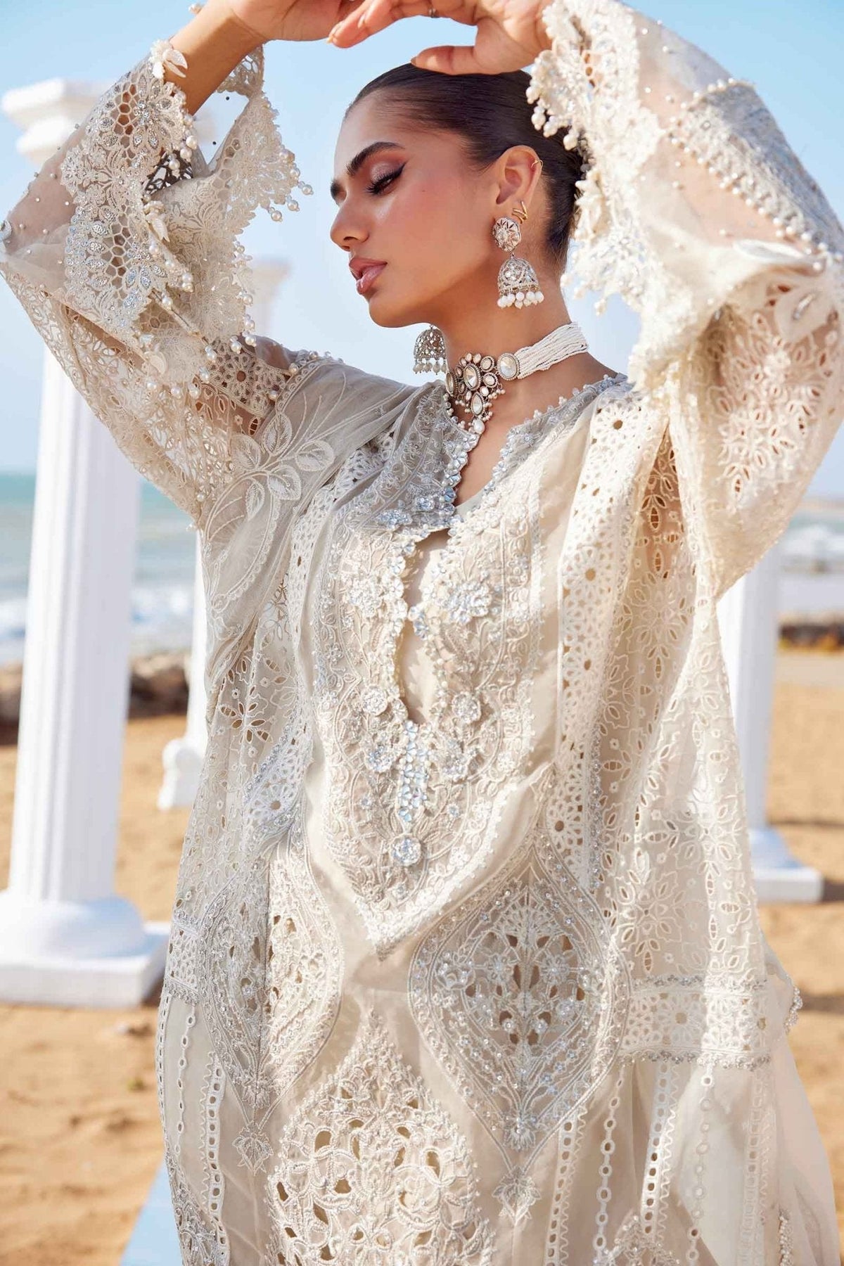 3 Piece Unstitched Embroidered Organza Suit | EID LAWN - 25 - 09 - NEW NAMAL PRET