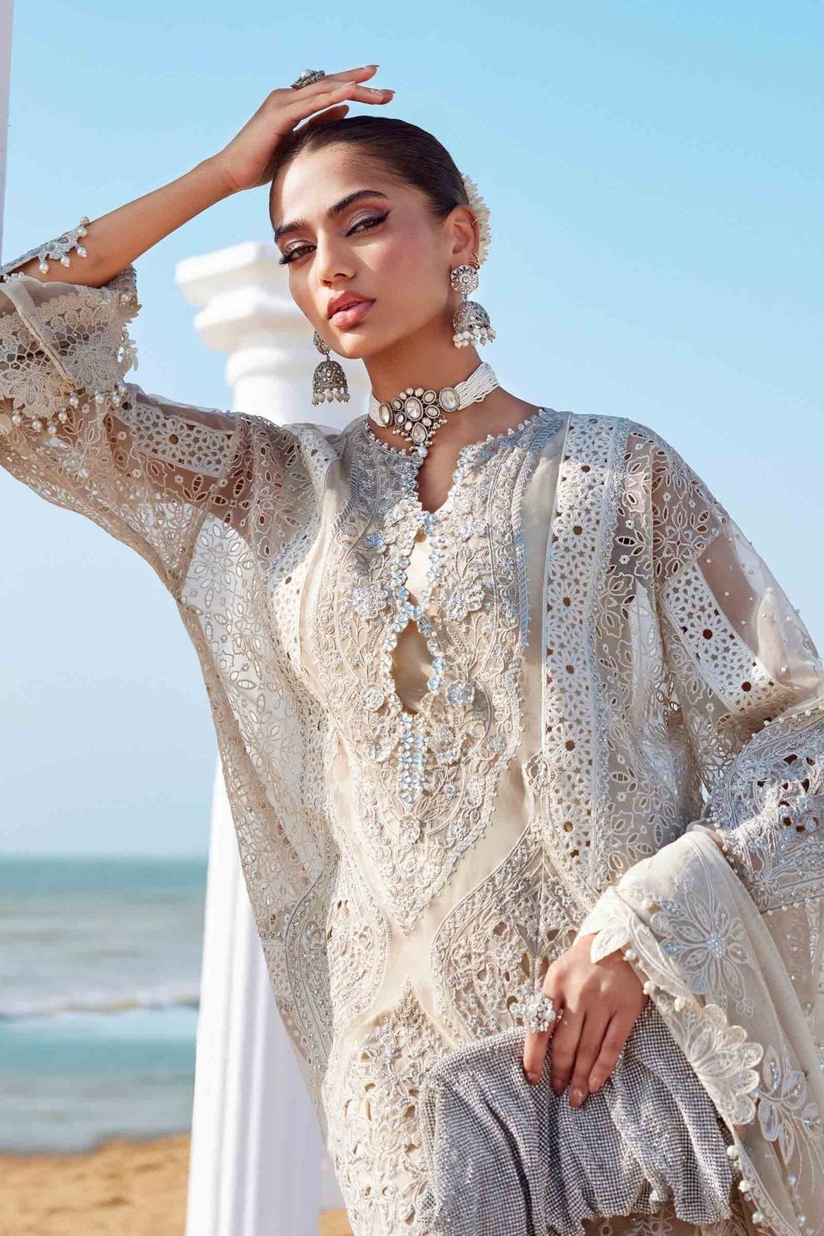 3 Piece Unstitched Embroidered Organza Suit | EID LAWN - 25 - 09 - NEW NAMAL PRET