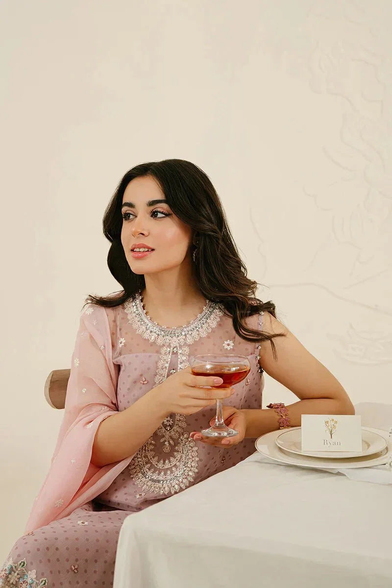 CRADLE PINK - 4PC ORGANZA EMBROIDERED SUIT - NEW NAMAL PRET
