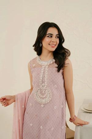 CRADLE PINK - 4PC ORGANZA EMBROIDERED SUIT - NEW NAMAL PRET