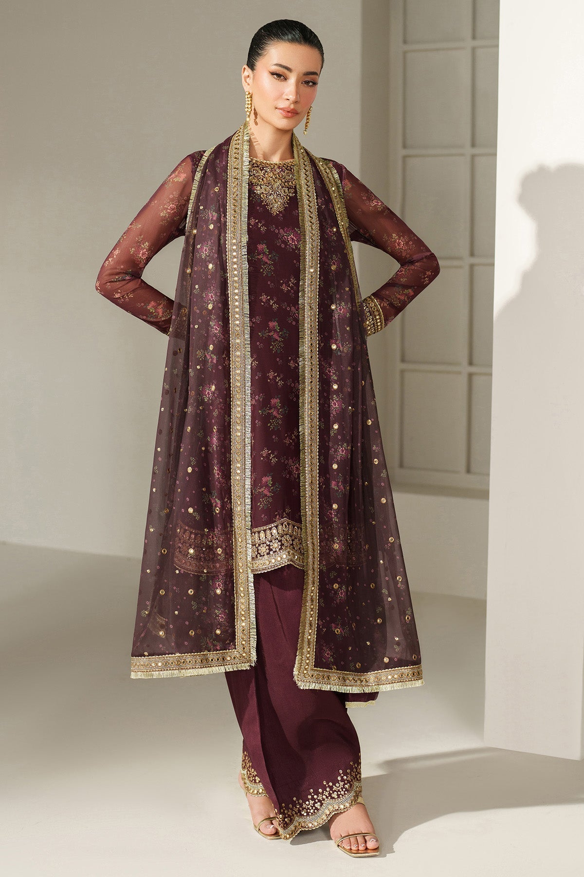 EMBROIDERED CHIFFON UC - 3096 - Namal Pret