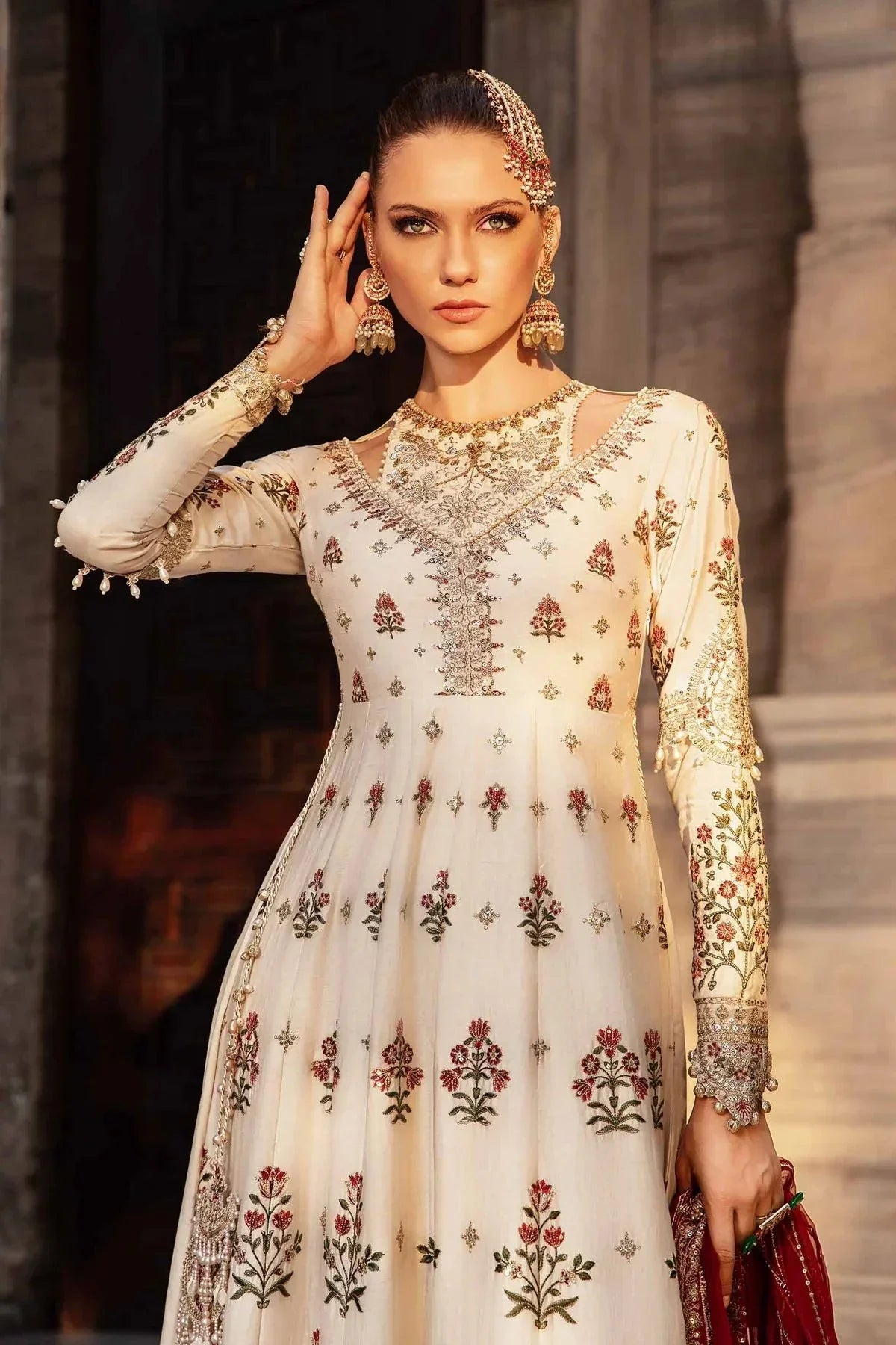 Embroidered Cotton Satin Suit | CST - 801 - NEW NAMAL PRET