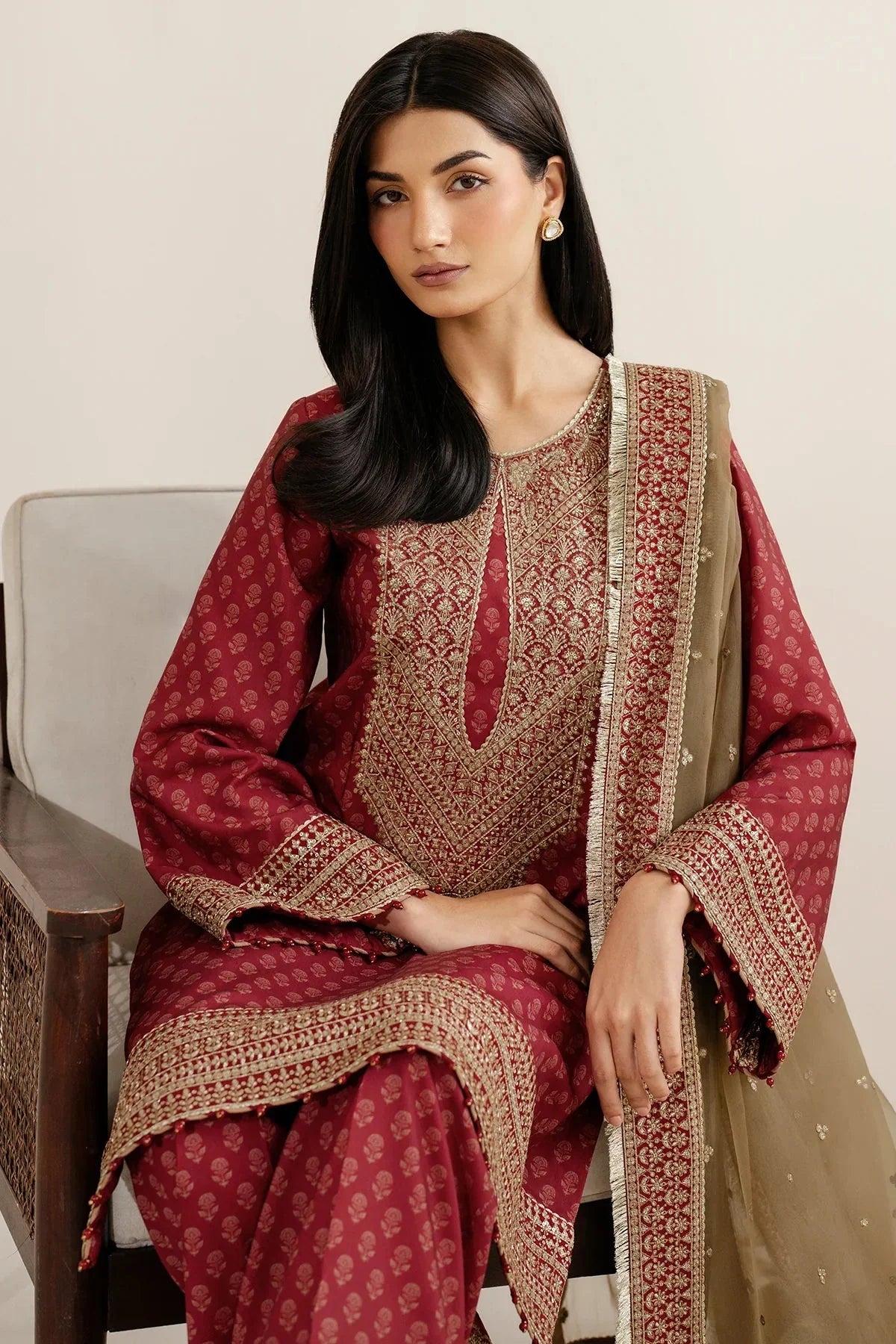 Embroidered Raw Silk UR - 7057 - NEW NAMAL PRET