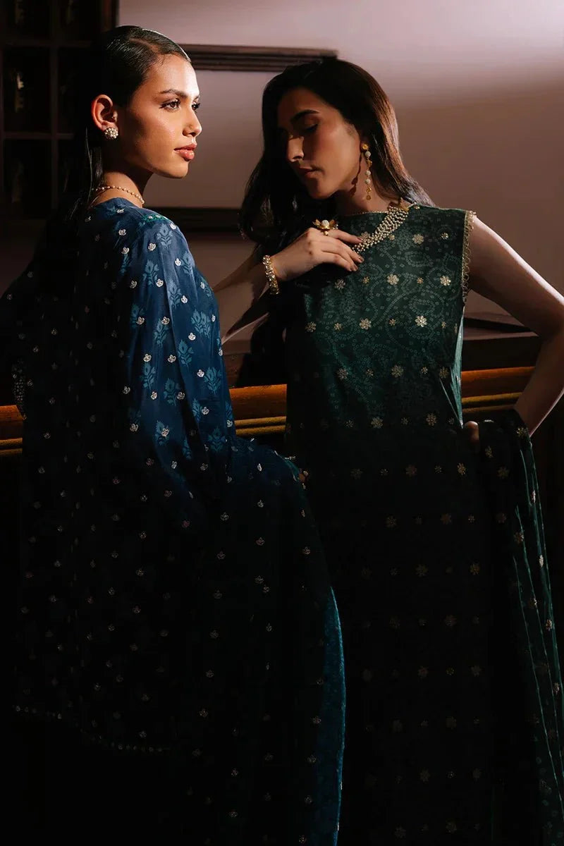 EMERALD MAJESTY - 3PC SILK EMBROIDERED SUIT - NEW NAMAL PRET