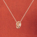Chomel S925 Silver Double Ring Necklace for Women