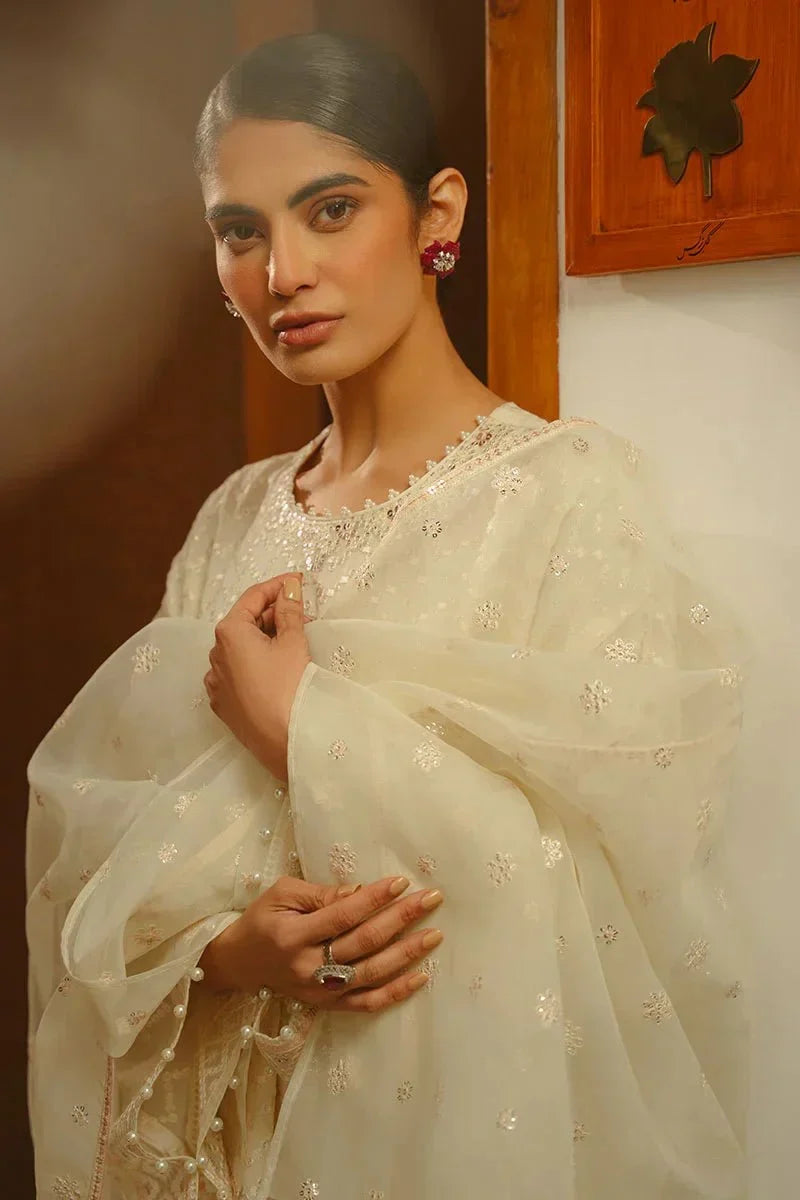 GENTEL GLAZE - 4 PIECE EMBROIDERED SILK SUIT - NEW NAMAL PRET