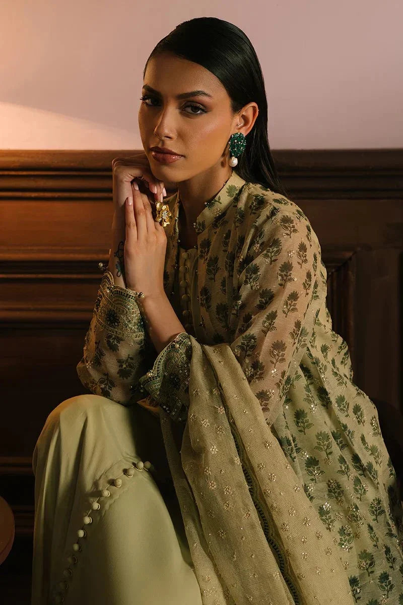 GLEAMING GOLD - 4PC NET EMBROIDERED SUIT - NEW NAMAL PRET