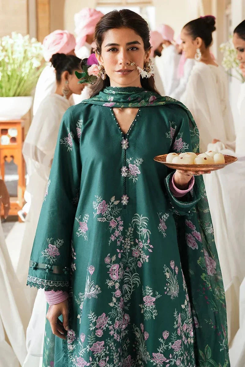 LAUREL GREEN - 3 PC EMBROIDERED LAWN SUIT - NEW NAMAL PRET